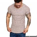 Fashion Mens Summer Slim Fit Plain O-Neck Short Sleeve T-Shirt Solid Tops Khaki B07QB841XC
